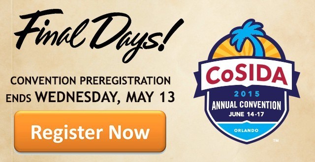 Final Days to Preregister for #CoSIDA15 - Deadline is May 13